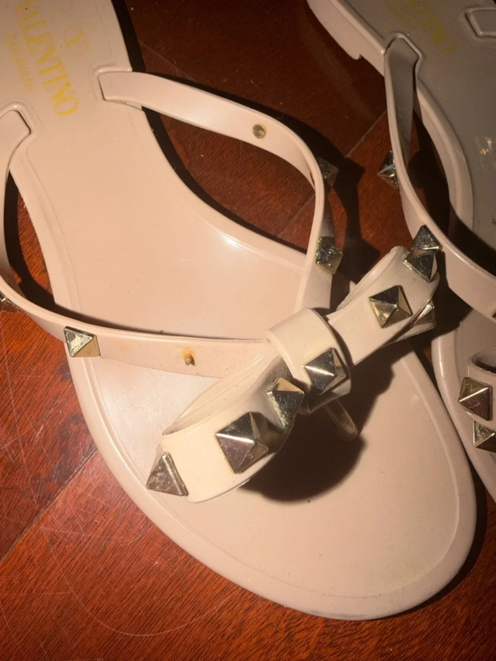 Valentino Rockstud T-Strap Sandal - Taupe - Picture 2 of 4